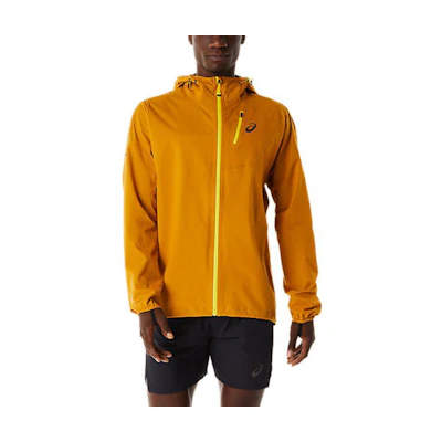 ASICS Fujitrail Waterproof Jacket Yellow Hooded Logo Zip Jacket 2011C259-801