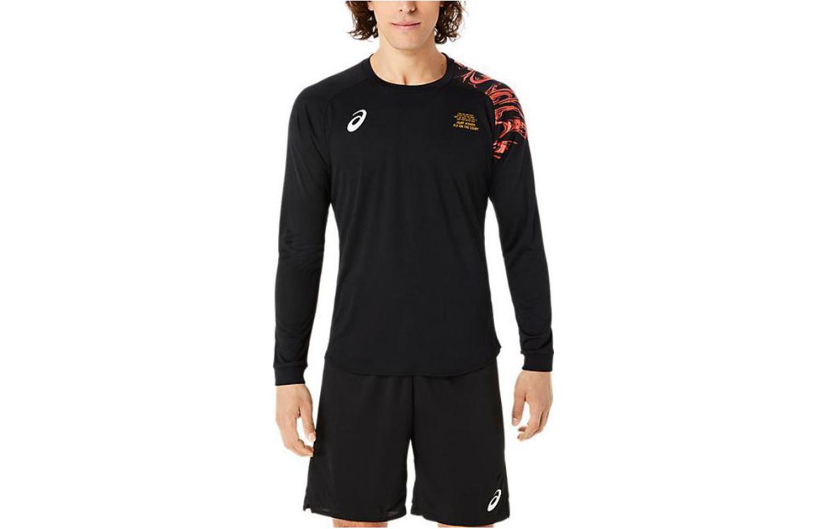 ASICS FW23 Printed Crewneck Pullover Long Sleeve Sweatshirt Black 2051A345-002