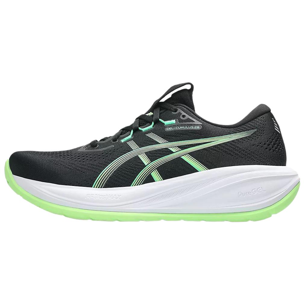 ASICS GEL-CUMULUS 28 Black Green Comfortable Running Shoes. 1011C143-001