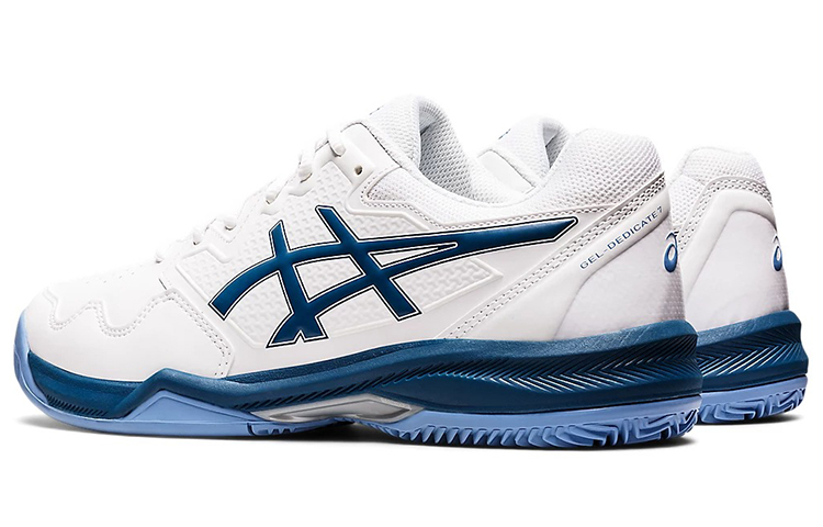 Shop アシックス ゲルデディケイト7 CLAY 白/青 1041A224-102