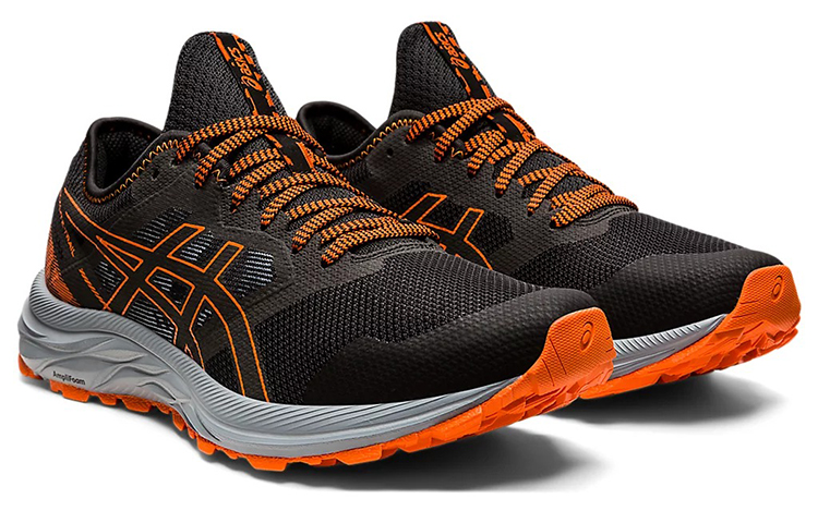 Lookbook アシックス ゲルエクサイト トレイル グレー/オレンジ 1011B194-001