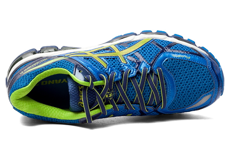 Shop 亚瑟士Gel-Kayano 21 '海洋蓝黄'跑鞋 T4H2N-3905