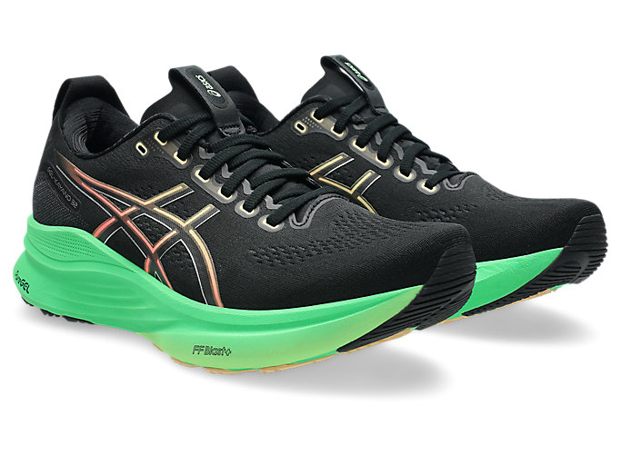 Order ASICS GEL-KAYANO 32 Kasut Lari Hitam/Hijau Vital 1011C052-004