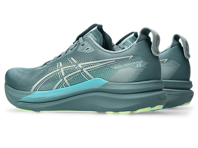 Lookbook ASICS GEL-KAYANO 33 Kasut Lari Teal Malap/Kuning Terang 1011C167-403