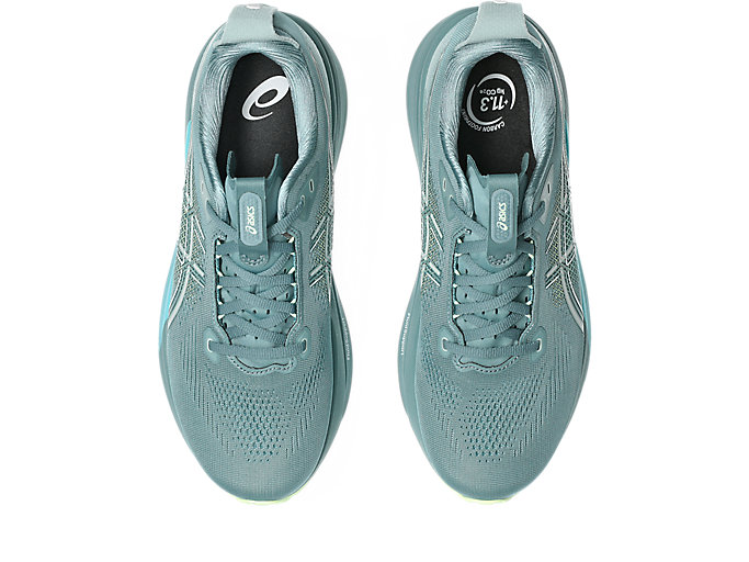 Details for ASICS GEL-KAYANO 33 Kasut Lari Teal Malap/Kuning Terang 1011C167-403