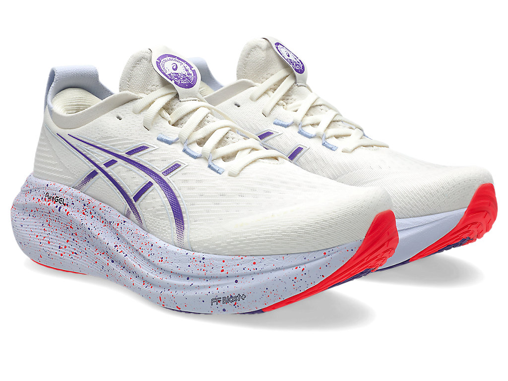 Order ASICS GEL-NIMBUS 27 Sepatu Lari Tokyo Cream/Edo Purple 1011C120-500