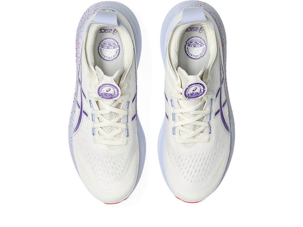 Details for ASICS GEL-NIMBUS 27 Sepatu Lari Tokyo Cream/Edo Purple 1011C120-500