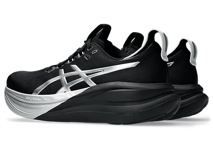 Shop ASICS GEL-NIMBUS 28 白金跑鞋 白金/黑色 1011C214-001