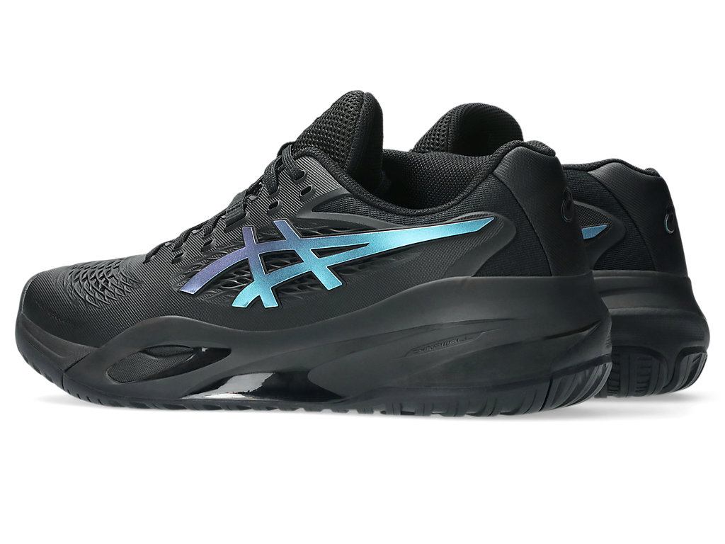 Shop ASICS GEL-RESOLUTION X 夜能量网球鞋 黑/棱镜蓝 1041A526-960