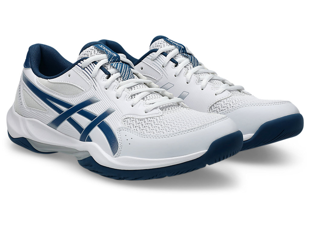 Order ASICS GEL-ROCKET 12 Sepatu Indoor Putih/Mako Biru 1073A080-100