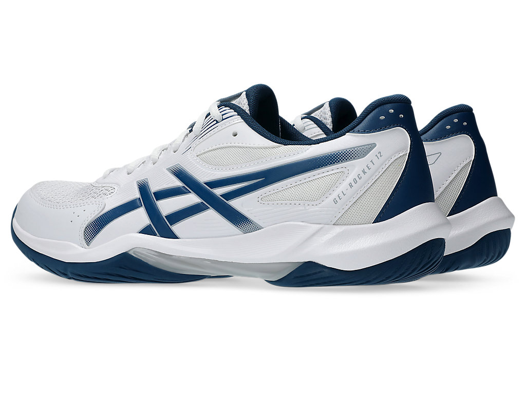 Lookbook ASICS GEL-ROCKET 12 Sepatu Indoor Putih/Mako Biru 1073A080-100