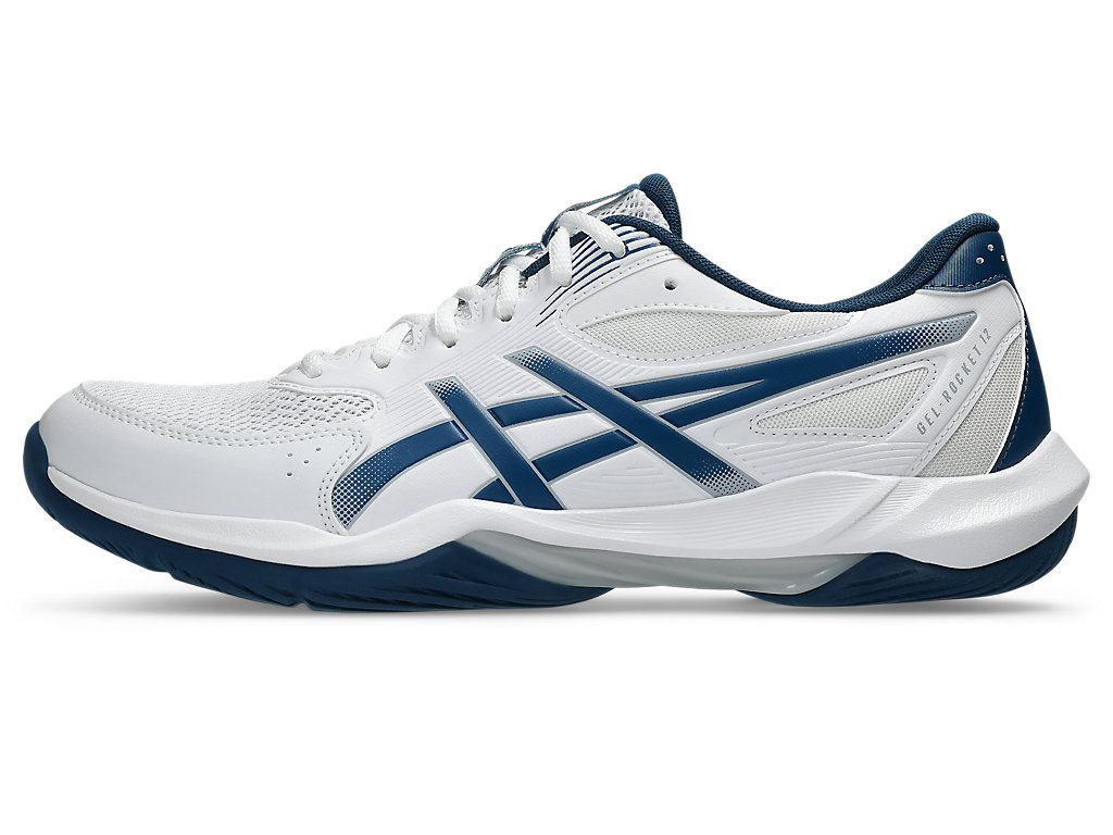 Cheap ASICS GEL-ROCKET 12 Sepatu Indoor Putih/Mako Biru 1073A080-100