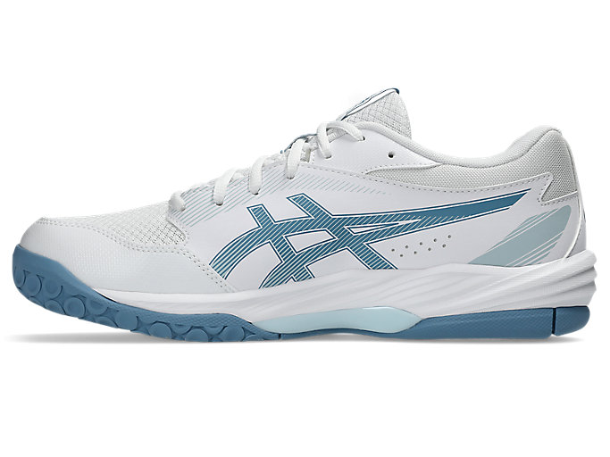 Shop アシックス GEL-TASK 4 室内コートシューズ ホワイト/サバブルー 1071A103-103