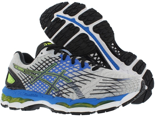 Asics GEL-Nimbus 17 運動 拼色 減震防滑 低筒 跑步鞋 男款 藍黃 4E寬 Shop Asics GEL-Nimbus 17 運動 拼色 減震防滑 低筒 跑步鞋 男款 藍黃 4E寬