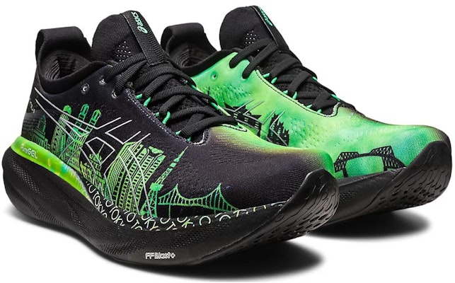 Asics GEL-Nimbus 25 耐磨透氣防滑 低筒 跑步鞋 黑綠 Lookbook Asics GEL-Nimbus 25 耐磨透氣防滑 低筒 跑步鞋 黑綠