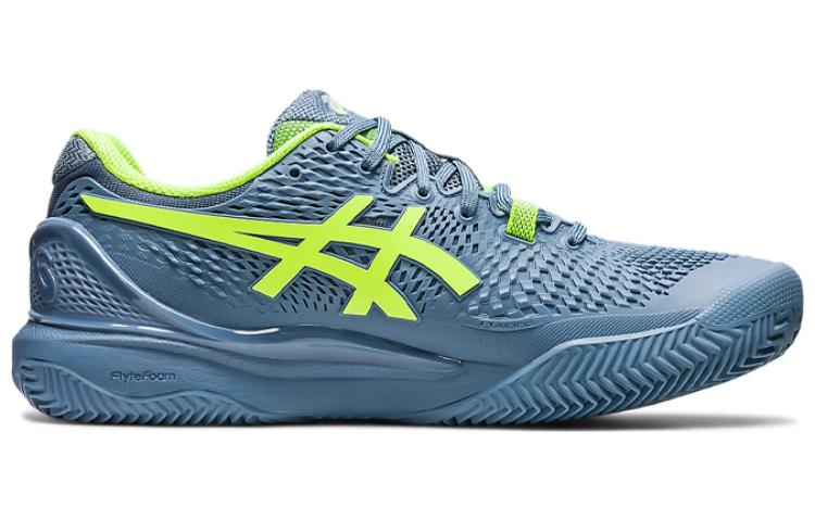 Order ASICS Gel Resolution 9 Clay '钢蓝色 危险绿色'网球鞋 1041A375-400