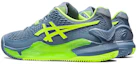 Shop ASICS Gel Resolution 9 Clay '钢蓝色 危险绿色'网球鞋 1041A375-400