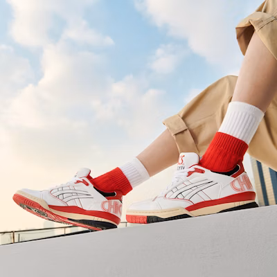 ASICS GEL-SPOTLYTE LOW Kasut Retro Bola Keranjang Putih Merah Unisex Limited 'Chicago' 1203A233-100 Details for ASICS GEL-SPOTLYTE LOW Kasut Retro Bola Keranjang Putih Merah Unisex Limited 'Chicago' 1203A233-100