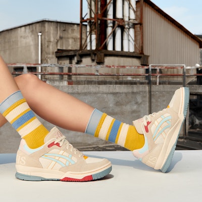 ASICS GEL-SPOTLYTE LOW Unisex Beige/Biru 1203A233-101 Details for ASICS GEL-SPOTLYTE LOW Unisex Beige/Biru 1203A233-101