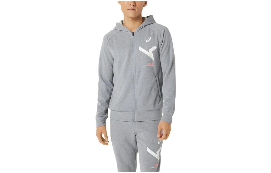 ASICS Graphic Print Zip Hoodie Men’s Grey 2031D998-020