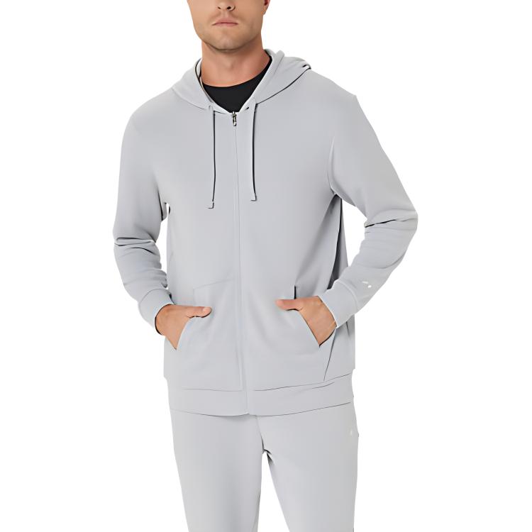 ASICS Gray Casual Zip-Up Hoodie Jacket with Small Logo 2031E476-021