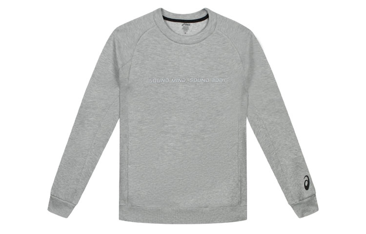 ASICS Gray Crewneck Logo Sweatshirt - Casual Warm Long Sleeve Top 2031D735-020
