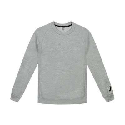 ASICS Gray Crewneck Logo Sweatshirt - Casual Warm Long Sleeve Top 2031D735-020