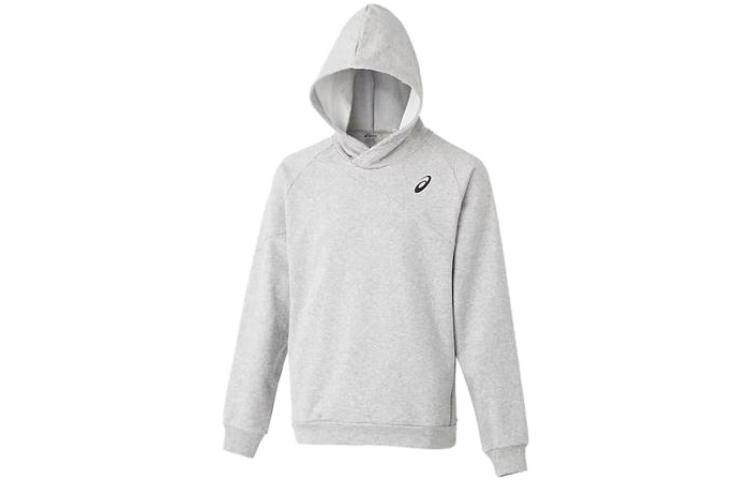 ASICS Gray Hoodie with Logo, Solid Color, Ribbed Loose Fit Long Sleeve 2121A243-021