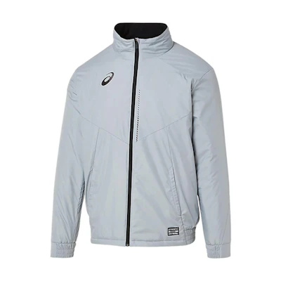 ASICS Gray Logo Printed Football Jacket with Stand Collar Thermal Warmth 2101A147-020