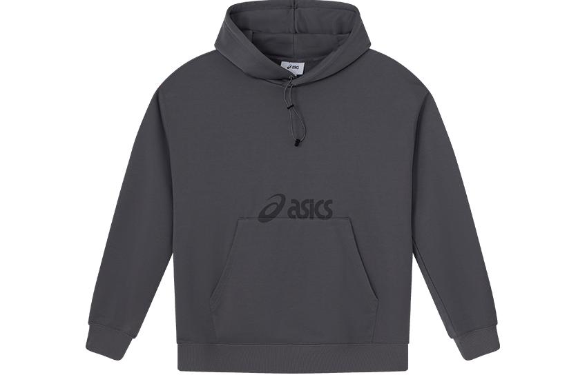 ASICS Gray Logo Printed Oversized Hoodie Unisex Long Sleeve Pullover 2203A211-020