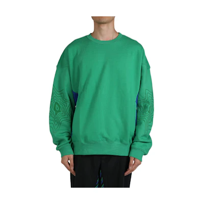 ASICS Green Colorblock Printed Crewneck Oversized Sweatshirt Unisex 2203A297-300