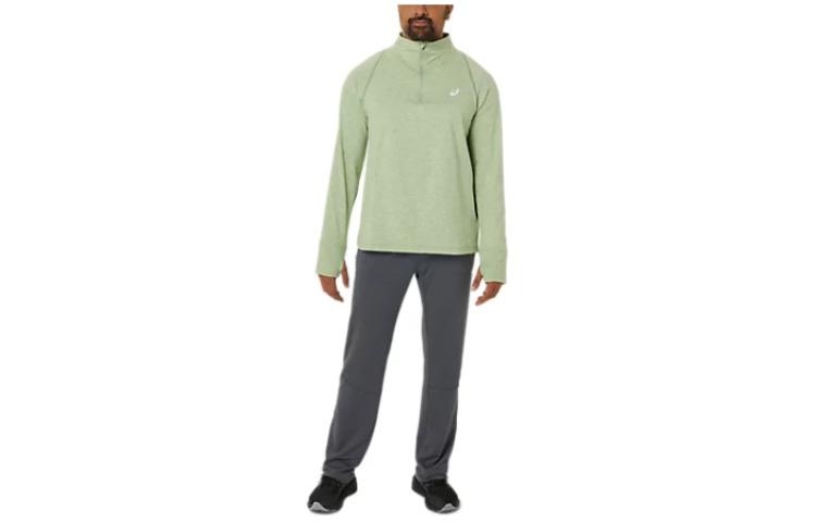 ASICS Green Colorblock Slim Fit Long-Sleeve Sweatshirt 2011C011-315