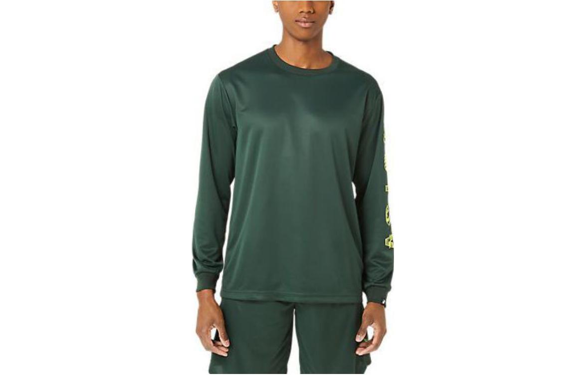 ASICS Green Crewneck Pullover Sweatshirt with Graphic Print 2063A329-300