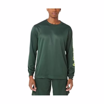 ASICS Green Crewneck Pullover Sweatshirt with Graphic Print 2063A329-300