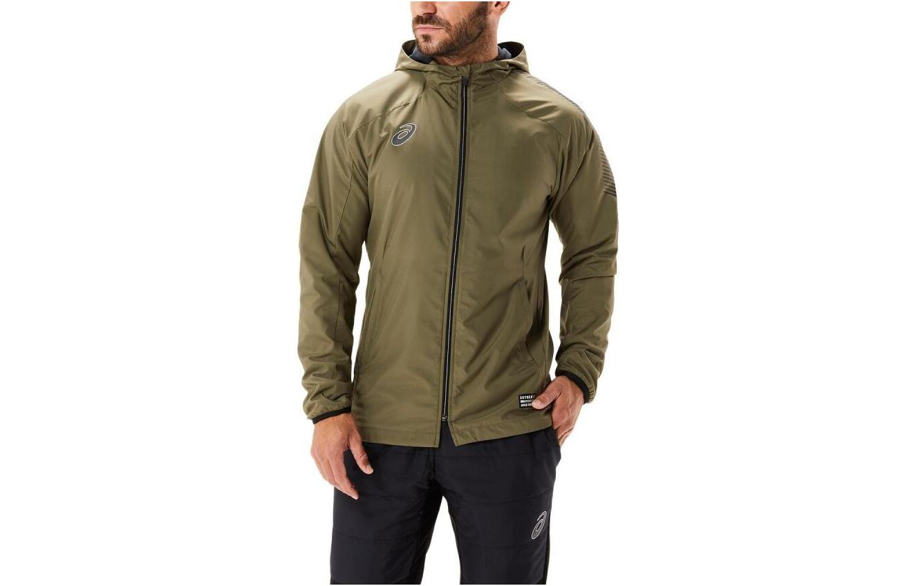 ASICS Green Full-Zip Hoodie Jacket with Solid Logo Design 2101A200-302