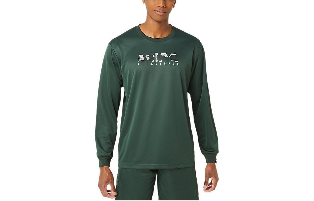 ASICS Green Long-Sleeve Crewneck Sweatshirt with Lettering Design 2063A330-300