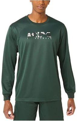 ASICS Green Long-Sleeve Crewneck Sweatshirt with Lettering Design 2063A330-300 Buy ASICS Green Long-Sleeve Crewneck Sweatshirt with Lettering Design 2063A330-300