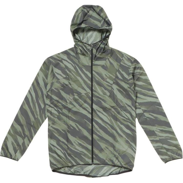 ASICS Green Patterned Print Zip-Up Hooded Jacket 201C641-300