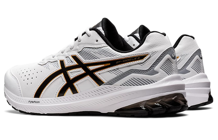 Shop 亞瑟士 GT-1000 皮革 2 舒適耐磨跑步鞋 白黑 4E寬