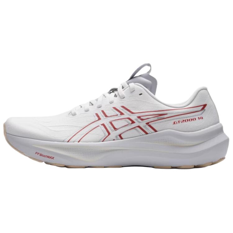 ASICS GT-2000 14 White Red Running Shoes - Lightweight, Cushioning, & Durable 1011C191-102