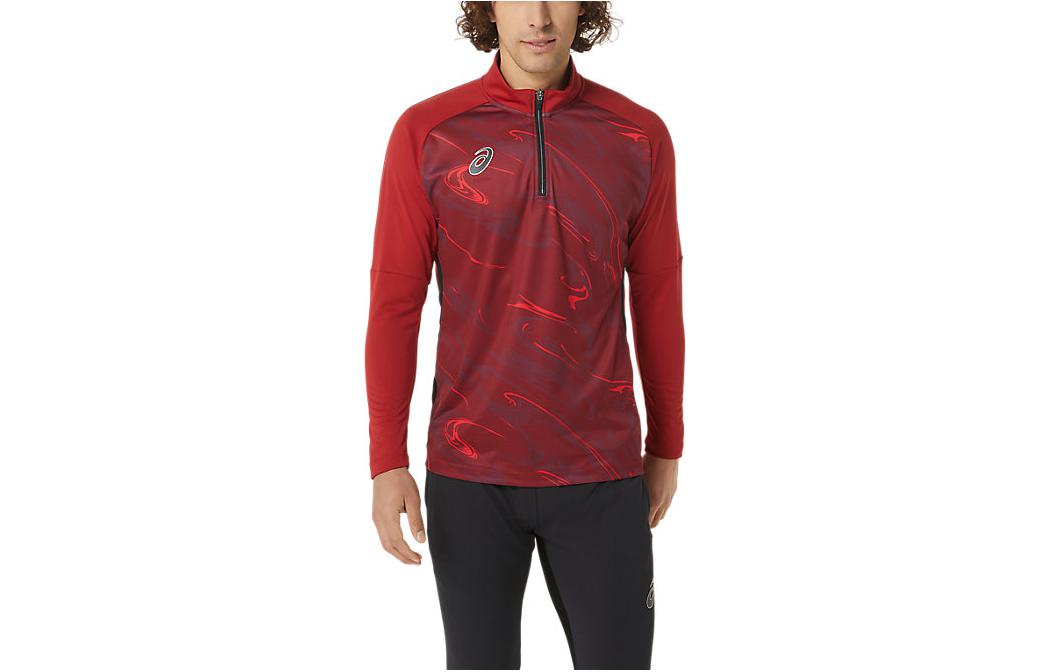 ASICS High-Collar Graphic Print Pullover Jacket - Red 2101A216-600