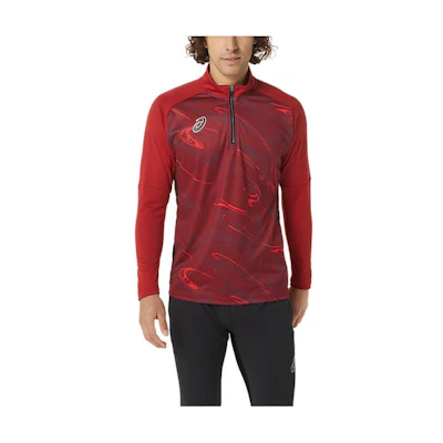 ASICS High-Collar Graphic Print Pullover Jacket - Red 2101A216-600