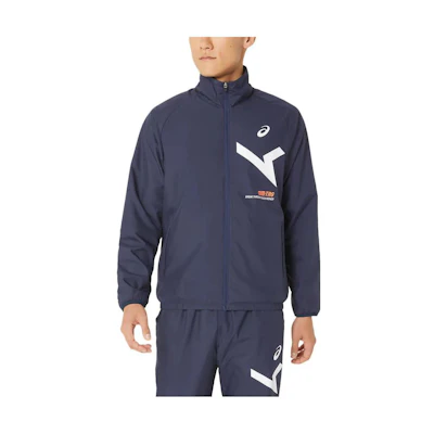 ASICS High-Neck Zip Embroidered Jacket with Letter Print - Midnight Blue 2031E272-400