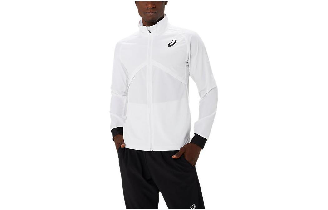 ASICS Hybrid Stretch Woven Logo Print Zip-Up Raglan Jacket White 2091A676-100