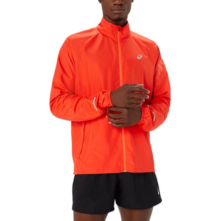 ASICS Icon Jacket Stand Collar Long Sleeve in True Red/Sunrise Red 2011C733-600