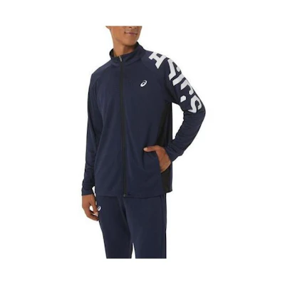 ASICS Ink Blue Zip-Up High-Neck Jacket with Graphic Print 2031D829-401