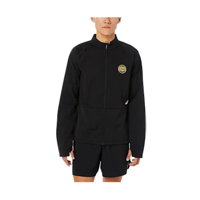 ASICS Lam Badge Print Stand Collar Jacket Black 2011C188-001