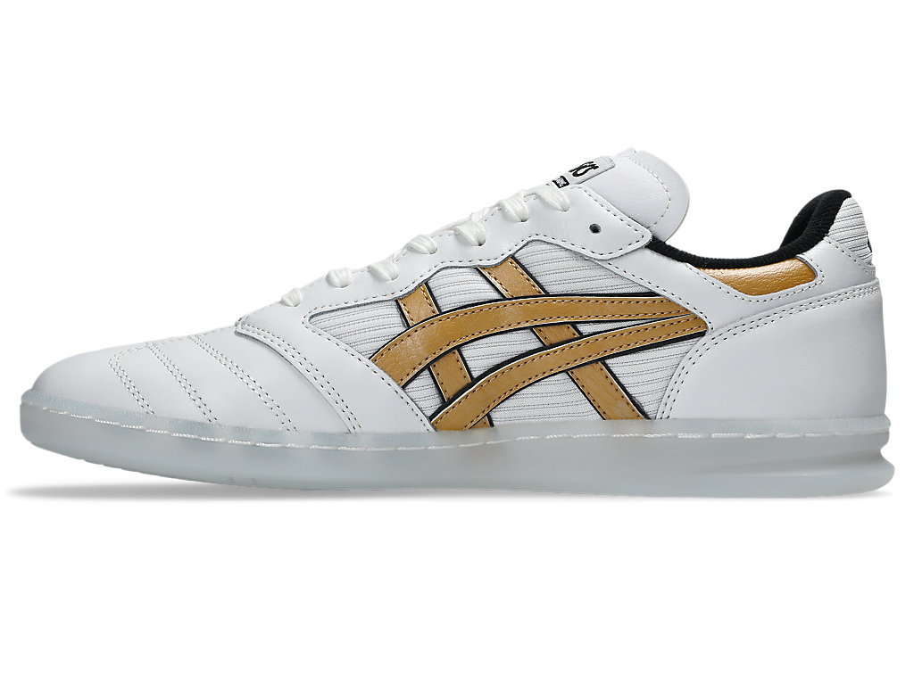 Shop ASICS レッジェレッツァ サッカースパイク ホワイト/ピュアゴールド 1201B058-100