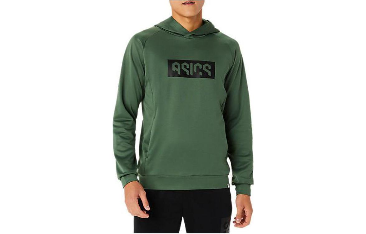 ASICS Letter Print Hoodie with Pocket - Snake Green 2031E234-301
