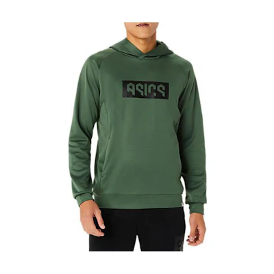 ASICS Letter Print Hoodie with Pocket - Snake Green 2031E234-301